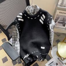 批发美式vibe高街破坏感毛边<b class='q'>马甲</b>毛衣男街头潮流宽松百搭无袖针织衫