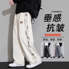 批发卫裤直筒长裤】男士<b class='q'>春</b>秋2025宽松男裤子宽松大码300斤运动休闲裤