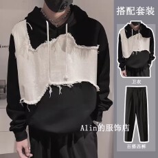 批发秋冬季连帽<b class='q'>卫衣</b><b class='q'>男</b>套装美式潮牌炸街设计高级感痞帅轻熟风<b class='q'>男</b>装搭配