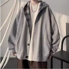 批发【华棉重磅】休闲<b class='q'>港风</b>连帽卫衣男秋季开衫外套韩版潮流百搭上衣服