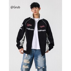 批发【 双层vibe机车服男秋季美式潮牌<b class='q'>大码</b>情侣外套宽松百搭运动夹克