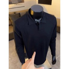 批发曼巴棉】海鸥领正肩POLO衫男款秋季美式boxy正肩卫衣内搭长袖t恤