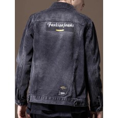 批发意大利春秋季刺绣牛仔外套男士上衣褂子破洞潮流宽松百搭休闲夹克