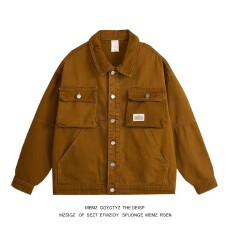 批发美式重磅复古牛仔外套男春秋潮牌宽松新款潮流帅气<b class='q'>衬衫</b>工装夹克男