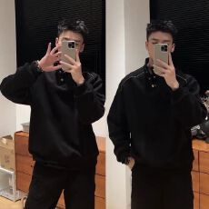 批发【原版质量2025年新款<b class='q'>休闲</b>宽松黑色时尚秋冬爆款<b class='q'>休闲</b>套头上衣卫衣