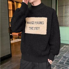 批发【羊羔绒秋冬季新松加绒加厚毛衣男款学生<b class='q'>港风</b>泰迪绒半高领卫衣