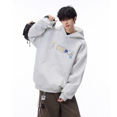 批发【刺绣华棉复合潮牌字母连帽卫衣男女秋季情侣宽松重磅硬挺帽衫