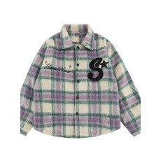 批发毛呢格子衬衫外套<b class='q'>男</b>女秋冬款加厚衬衣情侣休闲宽松<b class='q'>夹克</b>潮