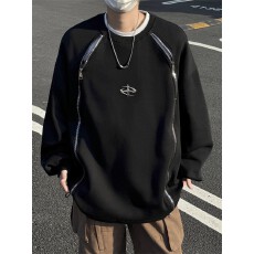 拉链卫衣美式男款春秋cleanfit外套痞帅炸街青少年长袖t恤