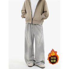 水洗加绒裤 复古 设计感休闲男女宽松垂感加绒直筒卫裤