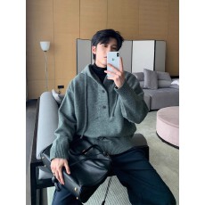 800克密绒秋冬季鹿野连帽毛衣男士半开衫针织衫男情侣套头上衣