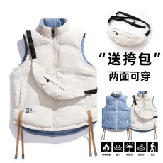 双面穿带包马夹棉马甲男女外套秋冬季潮流保暖加厚坎肩