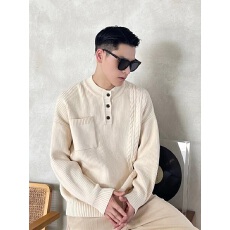 批发【北极绒】半高领<b class='q'>毛衣</b>男秋冬保暖中领套头衫半开扣纯色针织衫