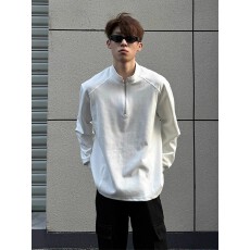 批发半拉链长袖t恤男款<b class='q'>秋</b>休闲运动立领卫衣cleanfit正肩内搭打底衫