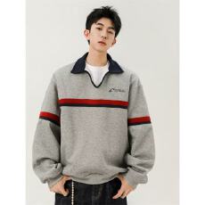 批发【华棉复合】长袖POLO上衣原宿简约日系时尚百搭潮流文艺气质