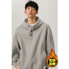 华棉复贝贝绒长袖常青t恤男秋休闲运动立领卫衣正肩内搭打底衫