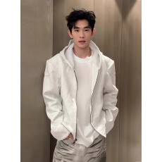 美式正肩开衫连帽卫衣男秋季cleanfit重磅短款拉链百搭机车服外套