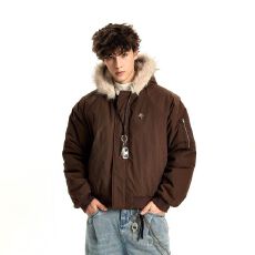 棉服冬季正派加厚保暖毛领连帽棉服男女街头宽松短款棉衣外套