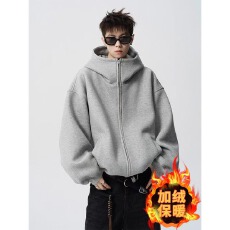 加绒350克华棉复绒2025秋冬男女卫衣宽松休闲拉链开衫连帽外套