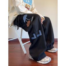 批发【华棉复合立体裤头小狗刺绣大口袋工装卫裤男直筒阔腿长裤