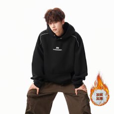 批发【380克华棉复贝贝绒高街连帽卫衣男<b class='q'>秋</b>冬加绒宽松休闲外套