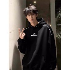 批发华棉350克高质高街卫衣男<b class='q'>秋</b>冬字母刺绣情侣连帽衫