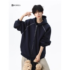 批发【华棉复合美式重磅连帽卫衣外套男拼接<b class='q'>秋</b>季运动开衫夹克