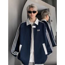 批发【华棉复贝贝绒男女春<b class='q'>秋</b>季新款休闲情侣外套高街立领条纹棒球服潮