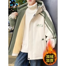 批发【加绒加厚棉衣拼接<b class='q'>外套</b>秋冬季加绒加厚<b class='q'>夹克</b>男装士保暖棉衣服