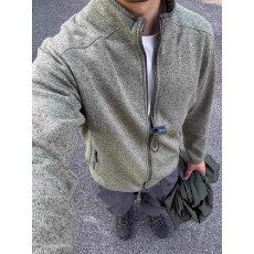 抓绒衣外套男春秋款cleanfit拉链立领夹克美式复古开衫卫衣