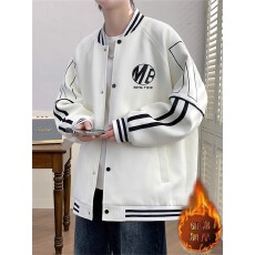 华棉加绒夹克 秋冬美式加棉加厚棒球服外套高级感保暖防寒