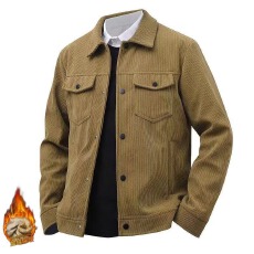 批发【加绒8坎复网<b class='q'>夹克</b>春秋灯芯绒<b class='q'>男士</b>翻领休闲宽松防风<b class='q'>外套</b>