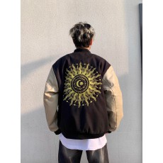 批发【刺绣棒球服春秋美式潮牌光明之眼重工徽章男情侣夹克<b class='q'>外套</b>