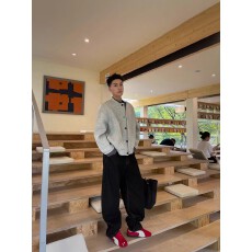 批发新中式潮牌夹克男假两件美式复古阔版宽松卫衣开衫<b class='q'>外套</b>