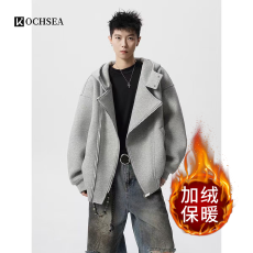 批发【加绒 美式重磅空气层开衫连帽卫衣男女秋季宽松情侣<b class='q'>外套</b>