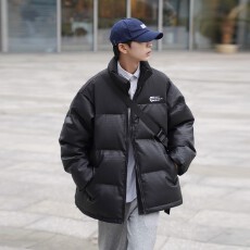 批发【皮棉衣高街痞帅夹克男款冬季加厚面包服刺绣棉服外套