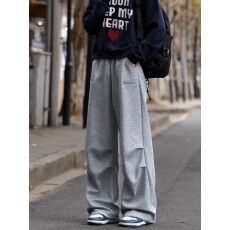 常规款美式褶皱卫裤男秋季加肥大码宽松阔腿裤直筒长裤