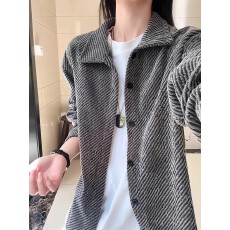 批发雪尼尔复绒】加绒神秘长袖<b class='q'>衬衫</b>外套男秋冬斜条纹翻领<b class='q'>衬衣</b>加厚夹克