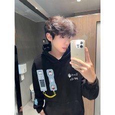 批发高克重380g原版可拆卸魔术贴】连帽衫发财卫衣男<b class='q'>秋</b>冬加厚情侣上衣