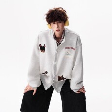 批发华棉复贝贝绒原版毛巾绣】卫衣常青树开衫男女<b class='q'>秋</b>冬情侣外套棒球服