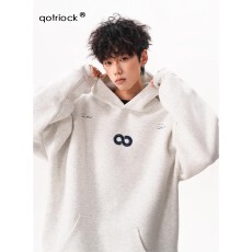 批发刺绣 华棉复贝贝绒】连帽常青树卫衣男女<b class='q'>秋</b>冬情侣套头衫加绒帽衫