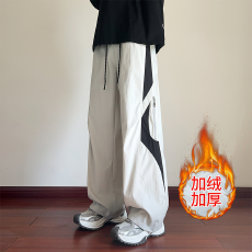 批发防水小牛津复加绒美式奇诺撞色工装裤子男士<b class='q'>春</b>秋宽松阔腿休闲