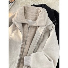 批发【三 彩尼假两件外套】秋冬韦爵森夹克男上衣<b class='q'>服</b>美式宽松毛呢外套