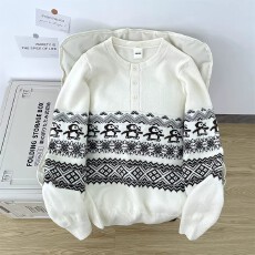 批发北极绒亨利领】冬季国潮提花针织衫男士内搭毛衣长袖线衣套头外套