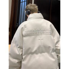 批发PU棉服带配饰】冬季前言日记立领棉衣男外套宽松加厚面包服棉袄子