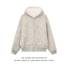 批发【连帽棉衣】座山雕揭豪派加绒棉服男女仿水貂毛加厚工装夹克棉袄