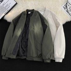 批发夹棉加厚棉衣】外套男鹿野短款加厚棒球领美式潮流飞行夹克棉服冬