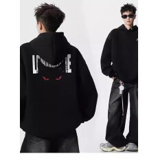 批发薄款高质量华棉】连帽简皓卫衣男秋<b class='q'>冬</b>季潮宽松小恶魔情侣帽衫外套