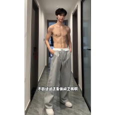 批发薄款】弯刀优质先生卫裤男<b class='q'>春</b>秋冬宽松运动休闲裤重磅腰头拼接裤子