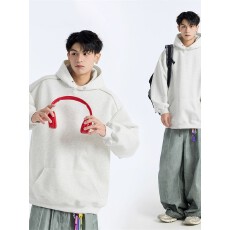 批发薄款纽扣发财连帽卫衣外套男女秋<b class='q'>冬</b>季美式重磅青少年套头上衣